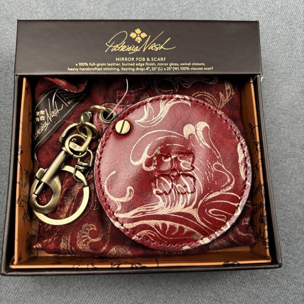 Patricia Nash Liscia Mirror with Scarf and Gift Box Ruby Red